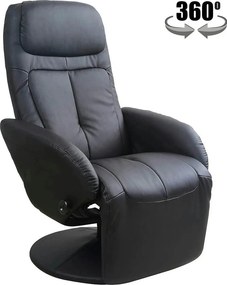 Fotoliu recliner OPTIMA, negru, piele ecologica/metal, 77x80/139x101/8