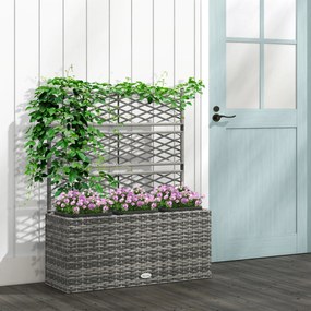 Outsunny Ghiveci pentru plante cu trei bazine 33L din rășină impletită și oțel dim. 84L x 30L x 107H cm | Aosom Romania