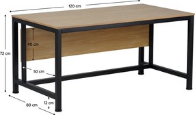 Birou, stejar/negru, 120x80 cm, KILIS NEW