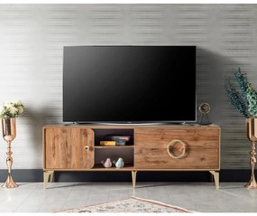 Comoda TV ANGEL, cu sertare si spatii depozitare, alun, 180x36x64 cm