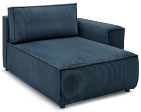 Modul pentru canapea albastru închis cu tapițerie din catifea reiată (cu colț pe partea dreaptă) Nihad modular – Bobochic Paris