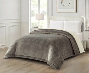Pătură din blană artificială, gri deschis, pentru pat și canapea, 240 x 220 cm, „Chémery”