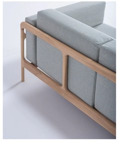 Canapea cu structură din lemn de stejar Gazzda Fawn, 180 cm, albastru - gri