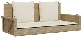 365632 vidaXL Bancă de balansoar cu perne, bej, 119x56x48 cm, poliratan