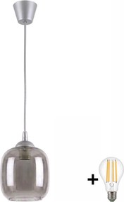 Brilagi - Lustră LED suspendată pe cablu R GLASS 1xE27/60W/230V Ø 14 cm argintie/gri fumuriu