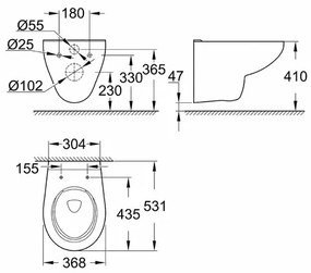 Vas WC suspendat Grohe Bau Rimless alb lucios