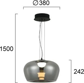 Lustră LED pe sârmă NADIA LED/20W/230V fumuriu/negru