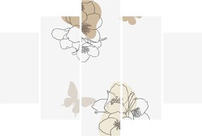 Tablou - Flori bej cu fluture N⁰2 (150x105 cm)