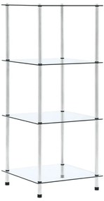 249505 vidaXL Raft cu 4 niveluri transparent, 40x40x100 cm, sticlă securizată