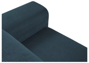 Colțar albastru închis extensibil, cu spațiu de depozitare cu tapițerie din catifea reiată (cu colț pe partea stângă, cu șezlong) Kyoto – Cosmopolitan Design