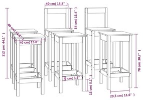 Set scaune de bar, 6 piese, lemn masiv de pin