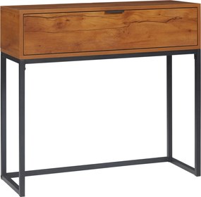 HOMCOM Consola pentru hol cu sertar, masa consola din lemn cu picioare din otel, 80x30x76cm, maro si negru | Aosom Romania