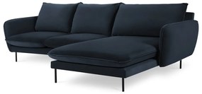 Colțar albastru închis cu tapițerie din catifea (cu colțar pe partea dreaptă) Vienna – Cosmopolitan Design