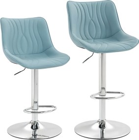 HOMCOM Set de 2 taburete de bar, scaune de bar structură din oțel înălțime reglabilă 92-110 cm, spătar suport pentru picioare albastru închis | Aosom Romania