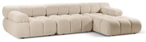 Colțar modular bej cu tapițerie din țesătură bouclé (cu colț pe partea dreaptă) Bellis – Micadoni Home