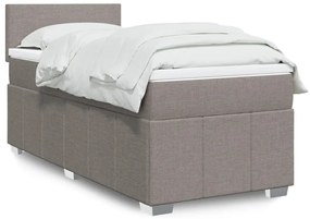 vidaXL Pat box spring cu saltea, gri taupe, 100x200 cm, textil