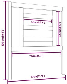 Tablie de pat, gri, 81x4x100 cm, lemn masiv de pin Gri, 81 x 4 x 100 cm, 1