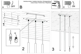 Lustră Sollux Fideus, lungime 30 cm, negru