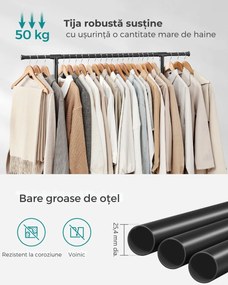 Suport pentru haine în două trepte JASON, 101-165x49x113-180cm, negru SongmicsHome