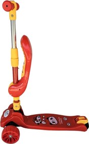 Trotineta 2 in 1 pentru copii cu roti luminoase din silicon NOVOKIDS™ Mini Scooter 8010, Cu melodii , 3 roti, Pliabila, Maner reglabil pe inaltime,