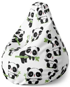 Sac de șezut Pear pande cu rămurică, alb / negru