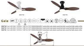 Lustra LED cu ventilator si telecomanda GALE nickel 03671N GL
