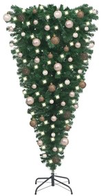 Set pom Craciun artificial inversat LED-urigloburi negru 120cm 1, Trandafir, 120 cm