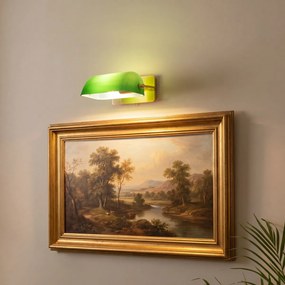 Aplică clasică de perete din alamă cu sticlă verde - Banker