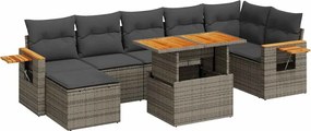 vidaXL Set canapele grădină cu perne 8 piese gri poliratan/lemn acacia