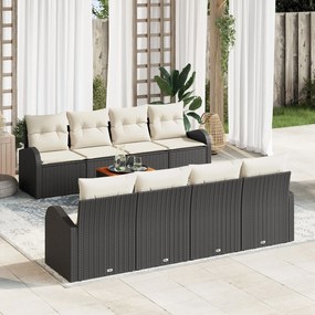 vidaXL Set Canapele Grădină cu Perne, Negru, Poliratan, Acacia
