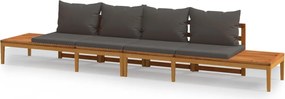 vidaXL Bănci de grădină cu perne gri închis, 2 buc., lemn de acacia