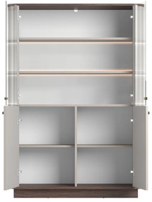 Vitrină Vesper 60 cm cu mânere aurii - culoare cașmir / nuc