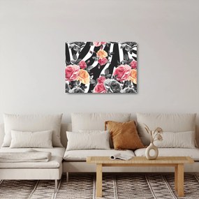 Tablou pe sticlă cu trandafiri înfloriți (70x50 cm)