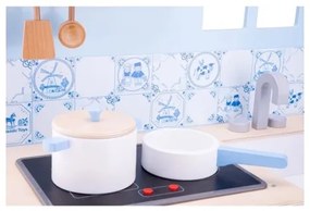 Bucătărie din lemn cu accesorii New Classic Toys albastru