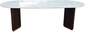 Masa ovala GATSBY 240cm lemn de mango, blat marmura alba