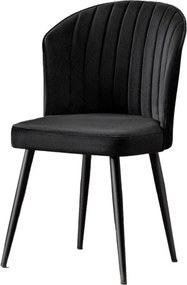 Set 2 scaune RUBI, negru, stofa catifelata/metal, 52x42x85 cm