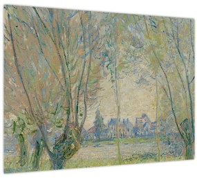 Tablou pe sticlă - Claude Monet, Woman Seated under the Willows, reproducere (70x50 cm)