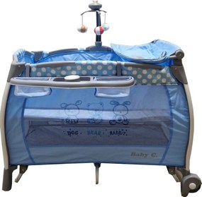 Patut Pliabil rotund cu balansoar, Tarc copii Baby Care™ PRO FRW, 2 Niveluri de inaltime, Cu melodii si Masa infasat, Carusel cu jucarii din plus,