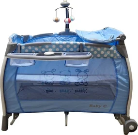 Patut Pliabil rotund cu balansoar, Tarc copii Baby Care™ PRO FRW, 2 Niveluri de inaltime, Cu melodii si Masa infasat, Carusel cu jucarii din plus,