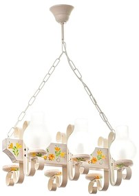Candelabru rustic fabricat manual din lemn pictat 6 brate Vela