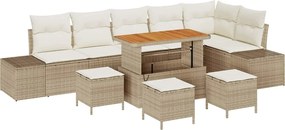 vidaXL Set de canapele pentru grădină cu pernă 10 pcs Bej Rattan poli