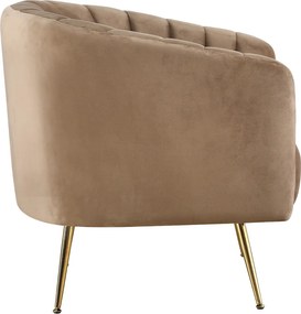 Fotoliu de design, ţesătură Velvet maro/gold crom-auriu, BAGY
