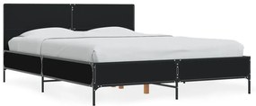 3280027 vidaXL Cadru de pat, negru, 135x190 cm, lemn prelucrat și metal