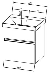 Set mobilier suspendat si lavoar Kolpasan, Oxana, 60 cm, salcam deschis