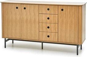 Comoda SMART, stejar/negru, furnir/metal 167x44x93 cm