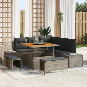vidaXL Set de canapele pentru grădină 8 pcs Gri Rattan poli