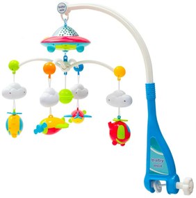 Baby Mix Carusel deasupra pătuțului cu proiectorși telecomandă, albastru
