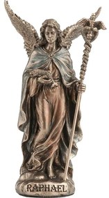 Mini statueta Rafael, arhanghelul vindecarii, finisaj bronz, 10 cm