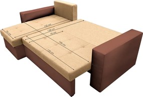 Coltar extensibil Toledo, 226x145x79 cm, 2 lazi depozitare, Reversibil, Maro/Crem