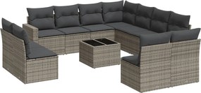 vidaXL Set canapea de grădină cu perne, 12 piese, gri, poliratan